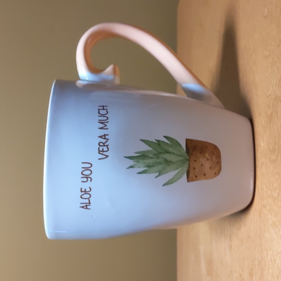 Peach and white Plant pun latte mug - Picture 1 of 5